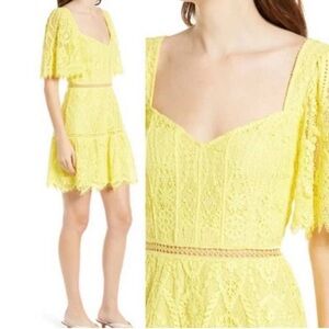 Saylor‎ Zuzanna Lace Flutter Sleeve Mini Dress Yellow Revolve Size Small